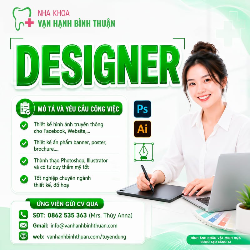 NHA KHOA VẠN HẠNH BÌNH THUẬN TUYỂN DỤNG DESIGNER